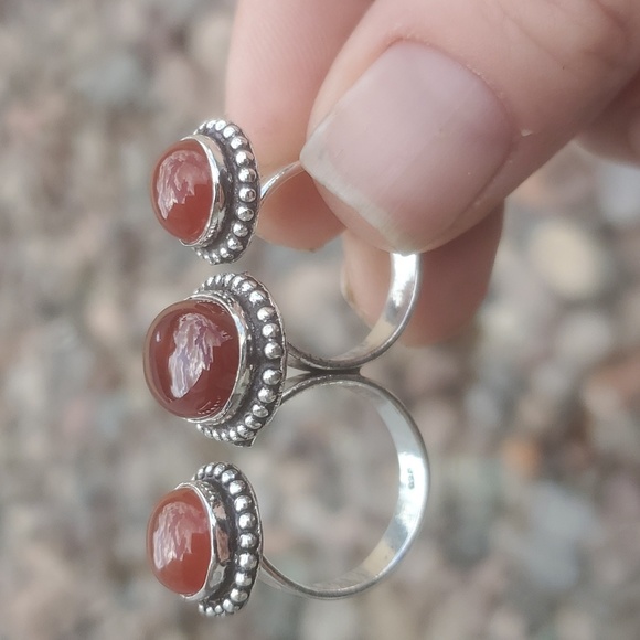New Carnelian Adjustable 925 Silver Knuckle Ring. - Picture 10 of 16